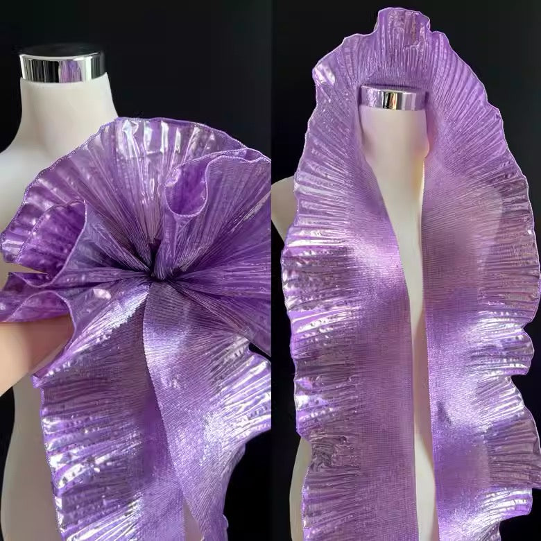 METALLIC PLEATED TRIMMING RUFFLE TRIMMING