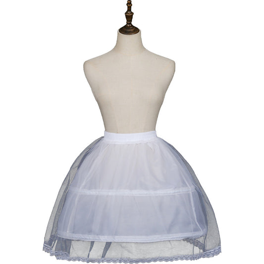 PETTICOAT FOR KIDS WITH 2 HOOPS FULL SLIP UNDERSKIRT LACE EDGE 2 TO 6 YEARS