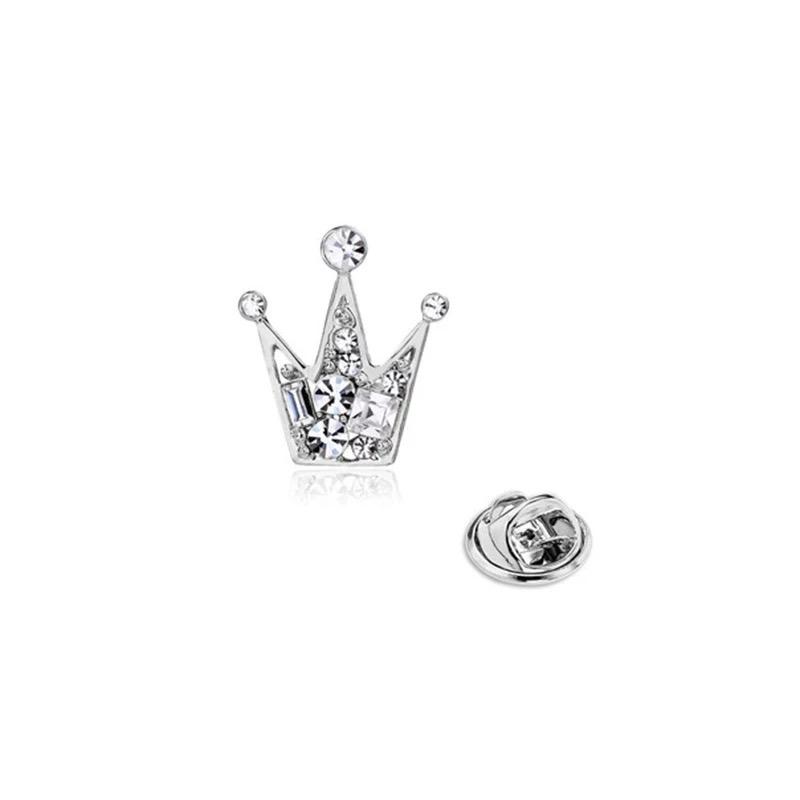 CROWN SHAPE BROOCH PIN SILVER 2 PIECES