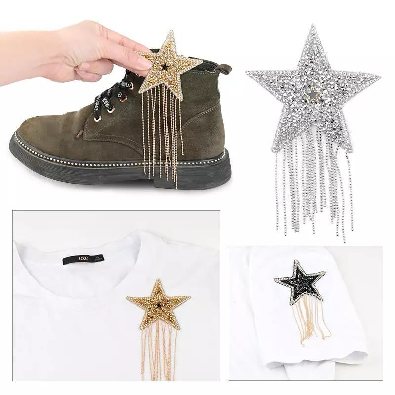 RHINESTONE STAR GOLD APPLIQUE IRON ON