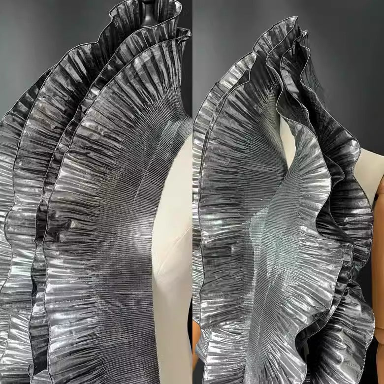 METALLIC PLEATED TRIMMING RUFFLE TRIMMING