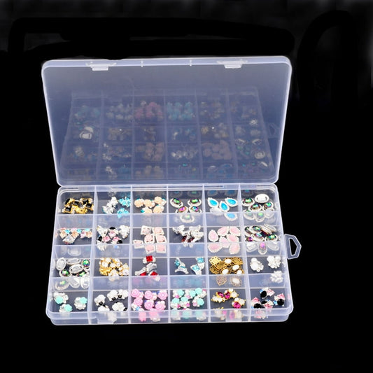 PLASTIC STORAGE ORGANIZER FOR BEADS PEARLS 24 SLOTS TRANSPARENT PLASTIC JEWELRY ORGANIZER BOX COMPARTMENT STORAGE CONTAINER FOR BEAD RINGS JEWELRY DISPLAY ORGANIZER