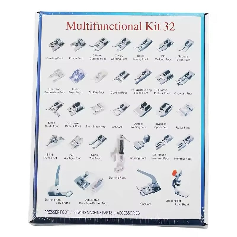 DOMESTIC/MANUAL TABLETOP MACHINE FOOT SET OF 32 PIECES